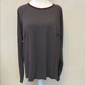 Patagonia burgundy striped long sleeve Polartec Midweight  tee Size XL EUC